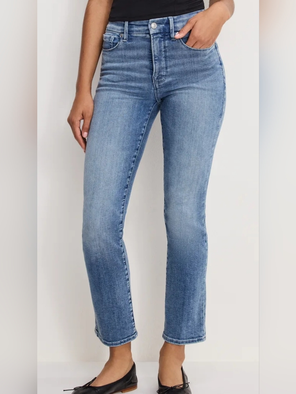 Good American Distressed Jeans Juniors Size 15 Ankle Length Frayed Cuffs GUC